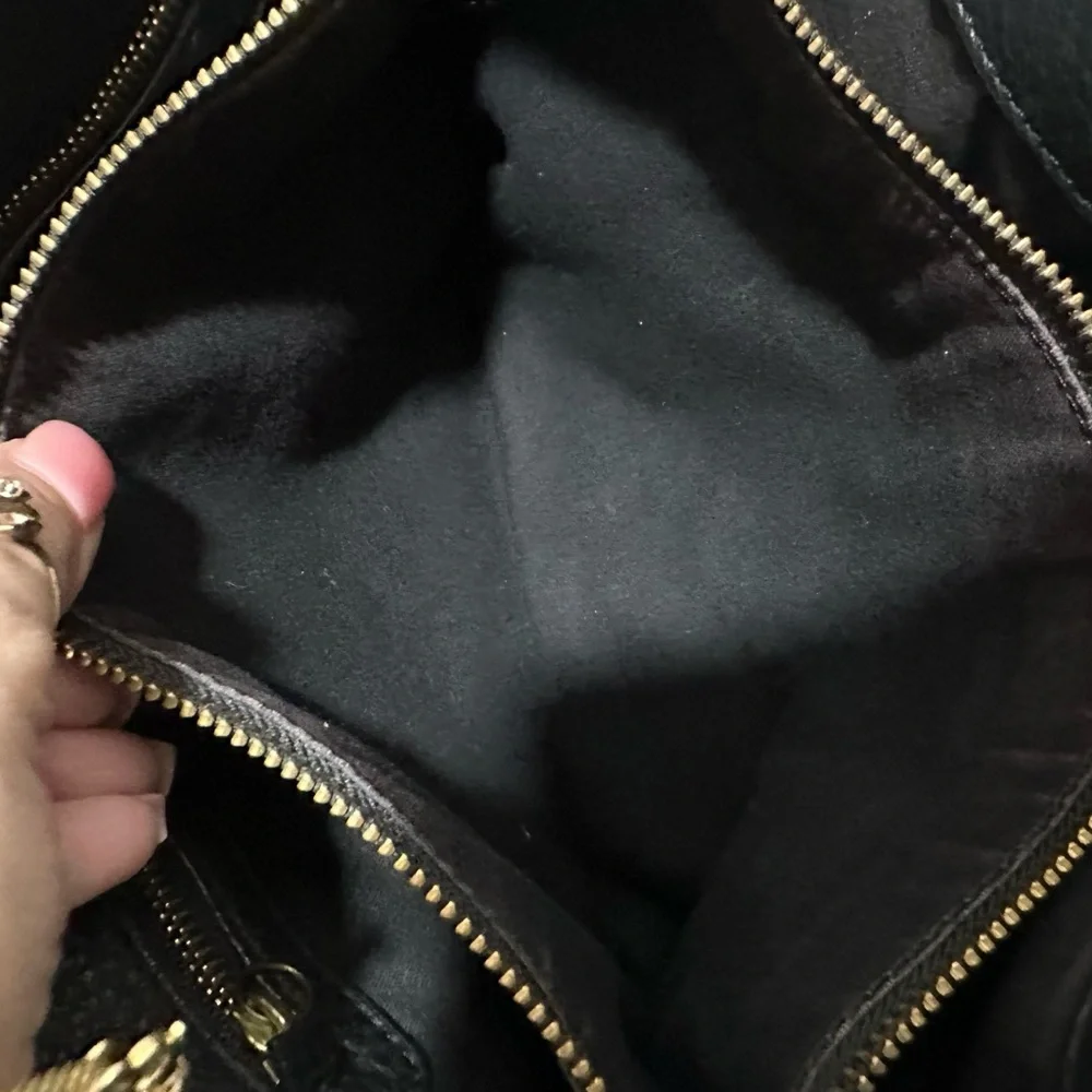 Tory Burch Black Gemini Link Belted Hobo Leather Shoulder Bag